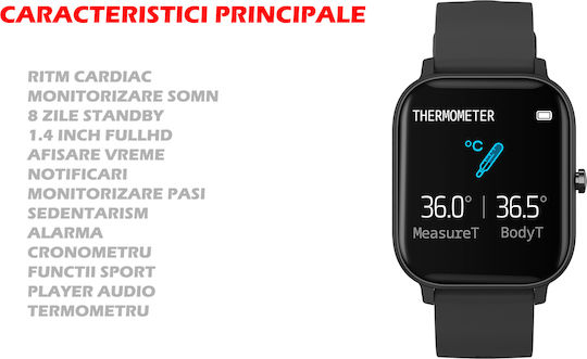 ProFiT Aluminiu Smartwatch (Negru)