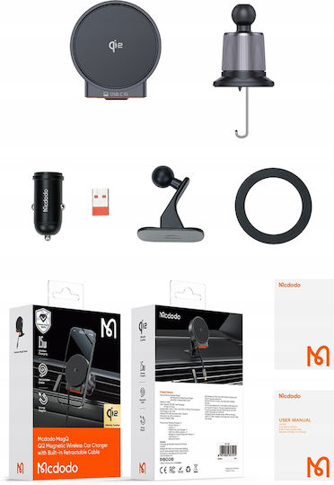 Mcdodo Auto Handyhalterung mit Magnet und Kabelloses Laden MagSafe Schwarz