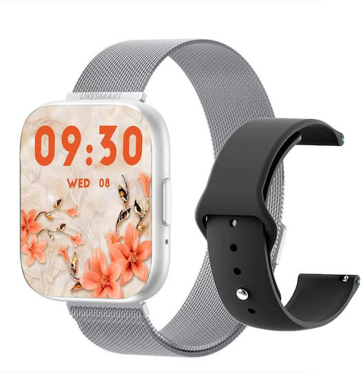 TrendFIT Aluminium Smartwatch mit Pulsmesser (Silber)