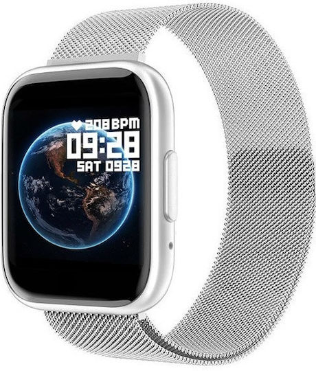 TrendFIT Aluminium Smartwatch mit Pulsmesser (Silber)