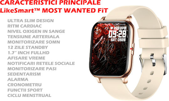 MostWanted FiT Aluminium Smartwatch με Παλμογράφο (Dark Pink)