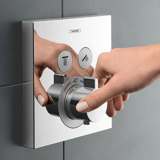 Hansgrohe Built-in Mixer, Hand Shower & Shower Head Set for Shower 2 Exits Silver