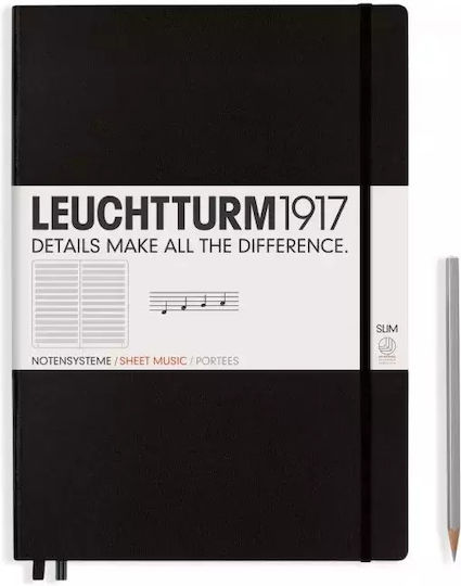 Leuchtturm1917 Тетрадка Музика 121 Листа Черен 1бр