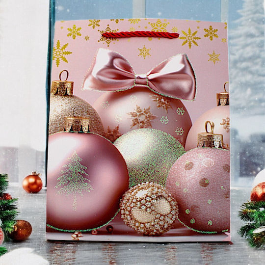 Paper Christmas Bag for Gift Multicolored 18x8x23cm.