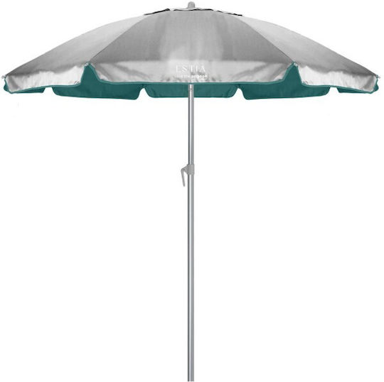 Estia Save the Aegean Folding Beach Umbrella Aluminum Diameter 2.2m with UV Protection and Air Vent Green