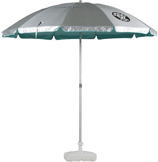 Summer Club Eden Folding Aluminum Beach Umbrella Diameter 2.25m with UV Protection and Silver Air Duct Silver Beige