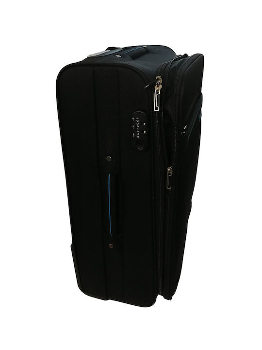 Bartuggi 722-107 Large Fabric Travel Suitcase Black with 2 Wheels Height 74cm