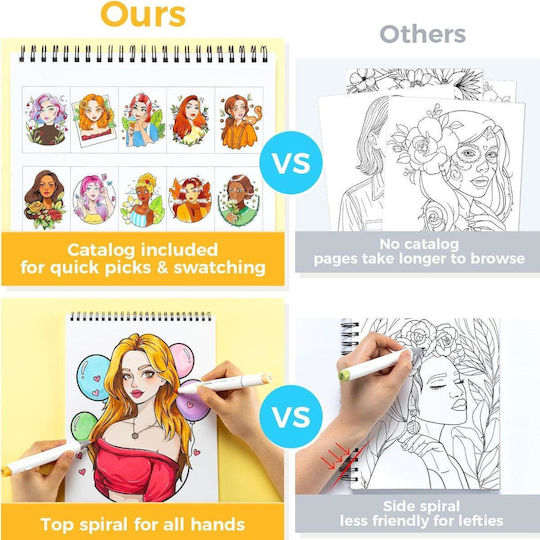 Ohuhu Bleedproof Coloring Book Portraits Joy