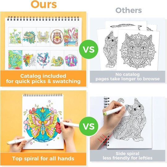 Ohuhu Bleedproof Coloring Book Mandala & Animals
