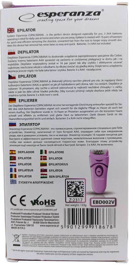 Esperanza Copacabana Αποτριχωτική Μηχανή Epilator για το Σώμα EBD002V