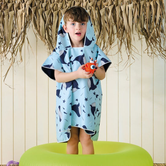 Kentia Float Kids Beach Poncho Light Blue Reversible 60 x 60cm