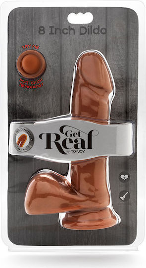 ToyJoy Get Real Dual Density Dildo with Balls Glass Dildo with Balls and Suction Cup Flesh 20cm