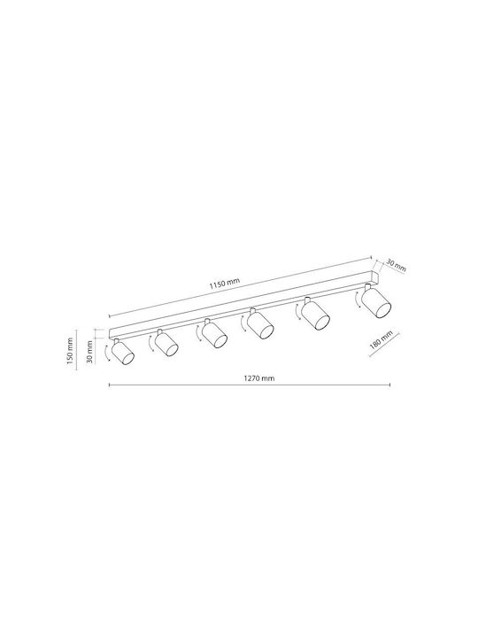 TK Lighting Spot with 6 Lights and with Socket GU10 in White Color