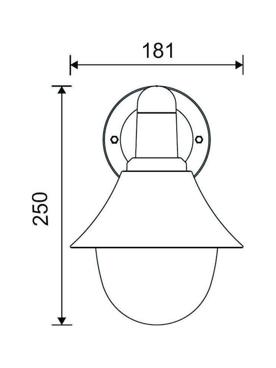 Adeleq Wall-Mounted Outdoor Hat Light E27 IP44 25x18.1x23.2εκ.