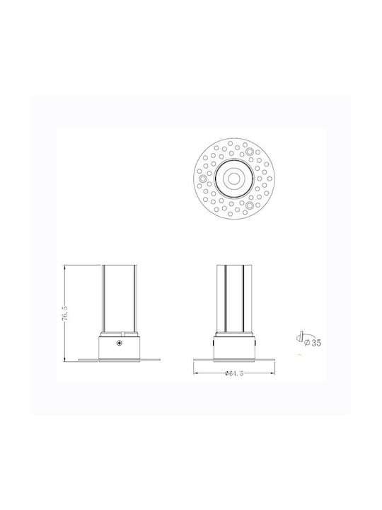 Sun Light Ogio Metallisch Einbau Spot mit integriertem LED und Natürliches Weißes Licht Gray 3.5x3.5cm. 1Stück