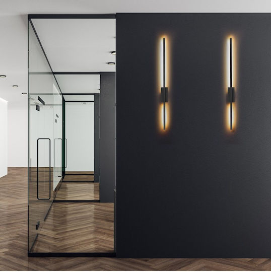 TK Lighting Модерен Осветително тяло За стена с вграден LED Черен 6x6x50см.