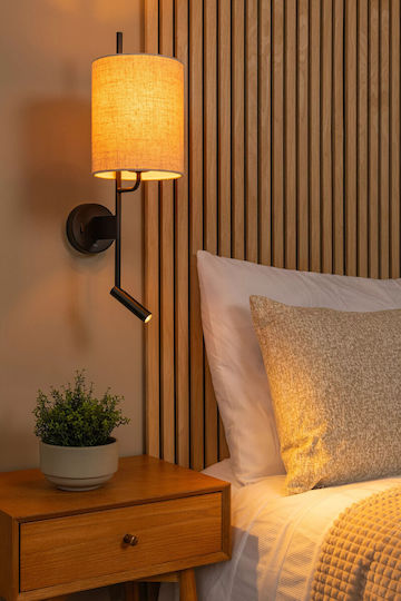 Lucide Lightning Magic Lamp Wall with Socket E27 with USB Port Black