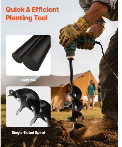 Vevor Auger Drill Bit 3.15 X 16.1 In Earth Spiral Post Hole Digger Planter Tool