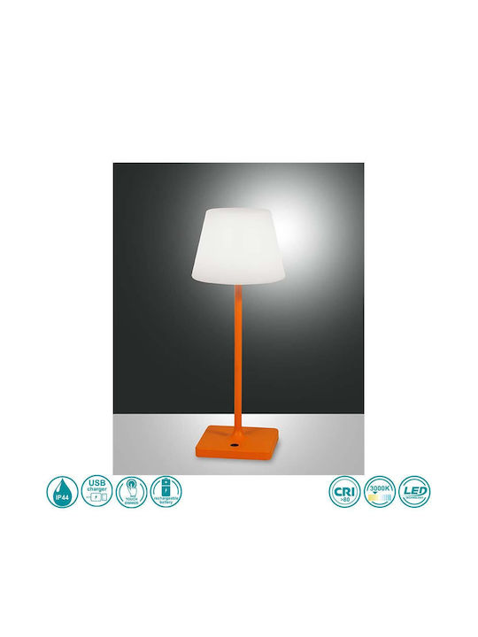 La Mia Luce Adam Metal Table Lamp LED with White Shade and Orange Base