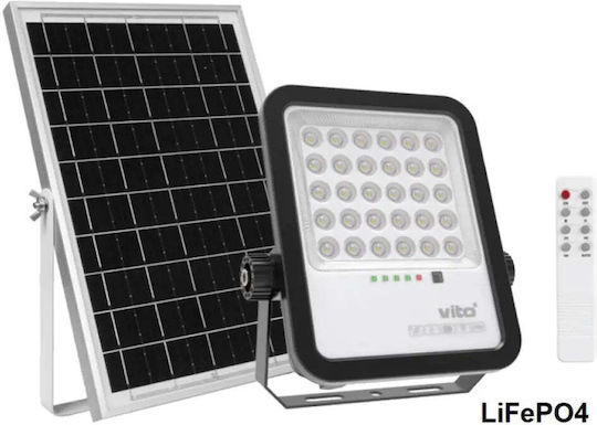 Vito Στεγανός Ηλιακός Προβολέας LED 100W Ψυχρό Λευκό 6000K με Τηλεχειριστήριο IP65