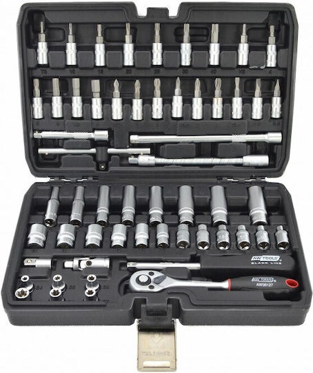 AWTools Ratschen- & Steckschlüssel-Sets 1\4" & 3\8" 56Stück