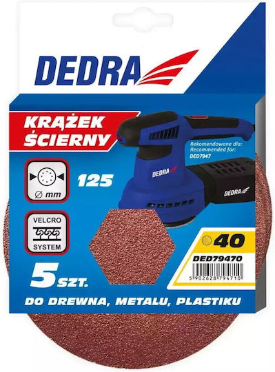 Δίσκος Λείανσης 40gr 125mm Velcro Σετ 5τμχ Dedra