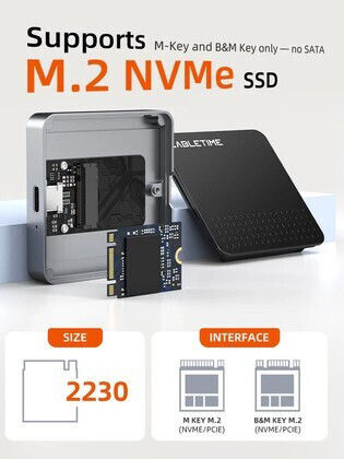 Cabletime Case for Hard Drive M.2 SATA III with Connection Type-C Gray