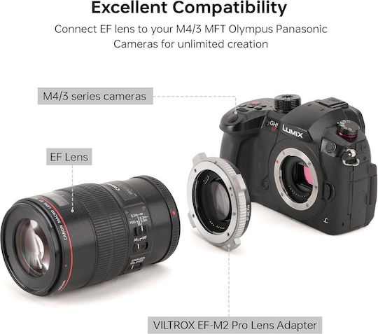 Viltrox EF-M2 Pro 0.71 Speed Booster Auto Focus Adapter Canon EF/EF-S Lens To MFT Cameras