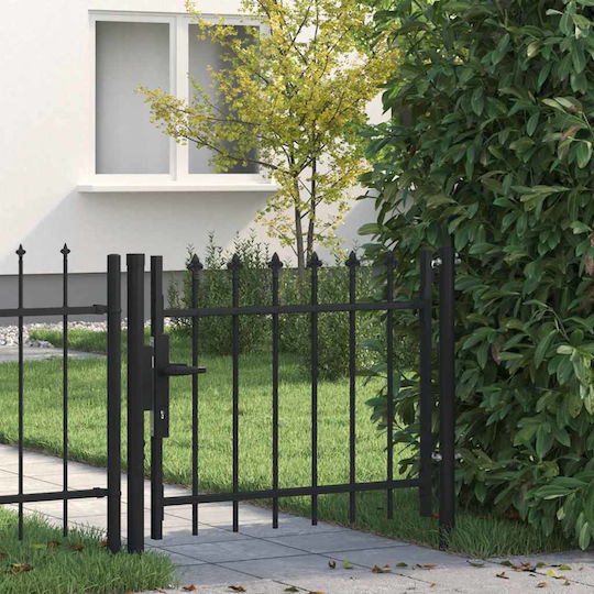 vidaXL Metal Fence Gate with Spears in Black Color 75cm x 1.0m