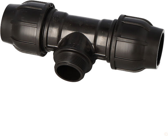 Pp 90° Clamp T-Stück 50x6/4"x50 Gz Außengewinde Pn16 Polyethylen Rohre Schwarz