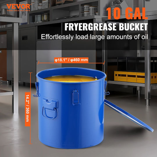 Vevor Oil Bucket 10 Gallons Fryers Blue Whlyzttg10jlfhkx1v0