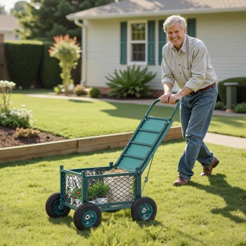 Garden Cart Four-wheel with Maximum Load Weight 181kg