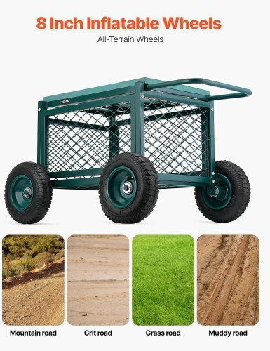 Garden Cart Four-wheel with Maximum Load Weight 181kg