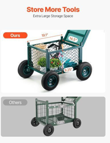 Garden Cart Four-wheel with Maximum Load Weight 181kg