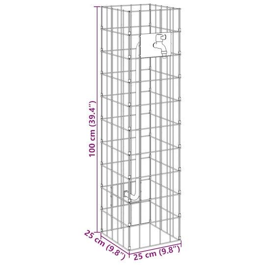 vidaXL Gabin Box pentru Împrejmuire Grădină din Oțel 100x25x25buc 1buc Silver