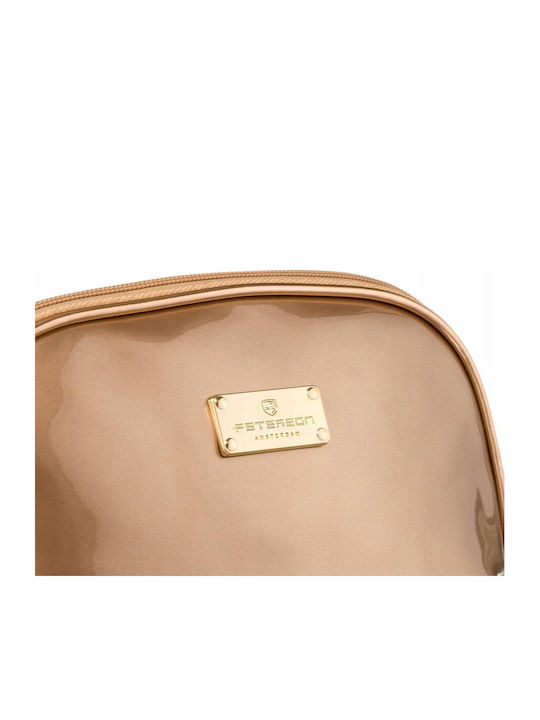 Reise Make-up Tasche In Goldene Farbe Aus Wasserdichtem Synthetischem Material Peterson