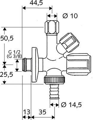 Schell Βάνα / Διακόπτης Γωνιακός 1/2" με Ρακόρ