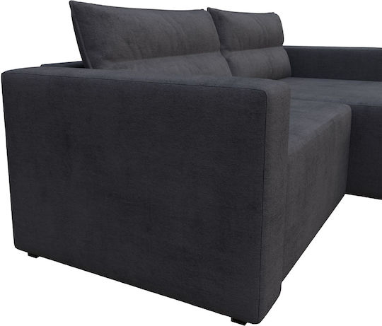 Silber Ecke Sofa Bett mit Umkehrbarer Winkel & Stauraum Dunkelgrau 245x148x94cm