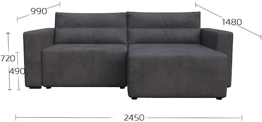 Silber Ecke Sofa Bett mit Umkehrbarer Winkel & Stauraum Dunkelgrau 245x148x94cm