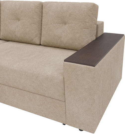 Alphab2b Corner Couch Bed with Reversible Angle and Storage Space Beige 241x147x94 cm