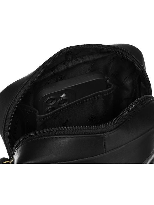 Leder Herrentasche Schulter / Crossbody Schwarz