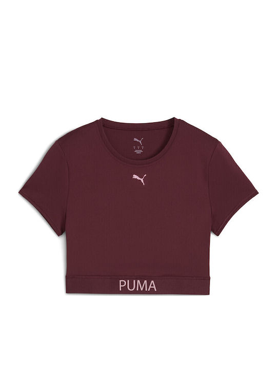 Γυναικείο Αθλητικό Crop T-shirt Fast Drying Μπορντό