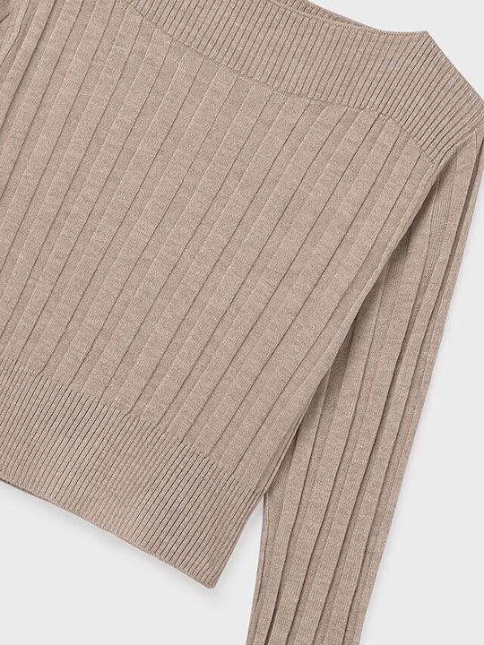 Kinderpullover Langarm dunkelbeige