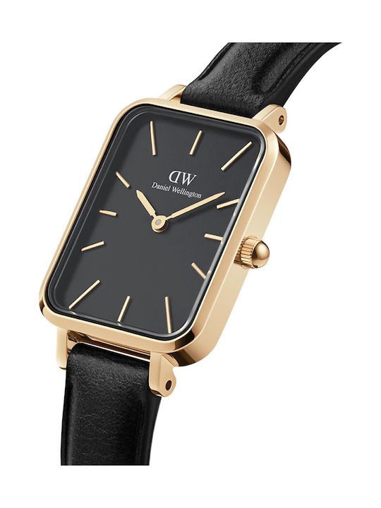 Daniel Wellington Quadro Pressed Sheffield Дамски Часовник 20мм На Батерия С Черна Кожена Каишка