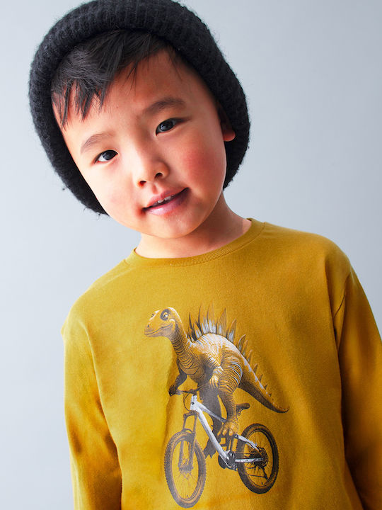 Kids' Shirt Long Sleeve Mustard Dino