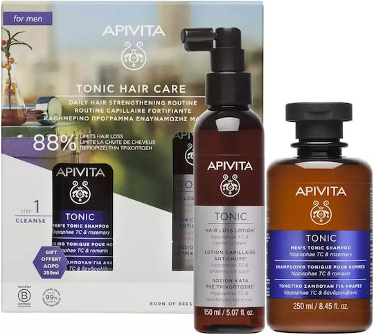 Apivita Tonic Hair Care Haarpflegeset gegen Haarausfall mit Shampoo und Lotion 2Stück