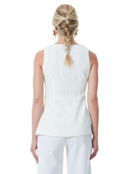 Kaiza Damen Bluse Ärmellos Vanillecreme
