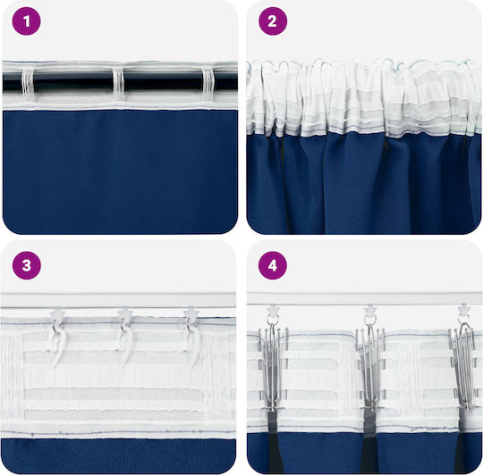 vidaXL Set Window Curtains With Pencil Pleat Blue 140x140cm