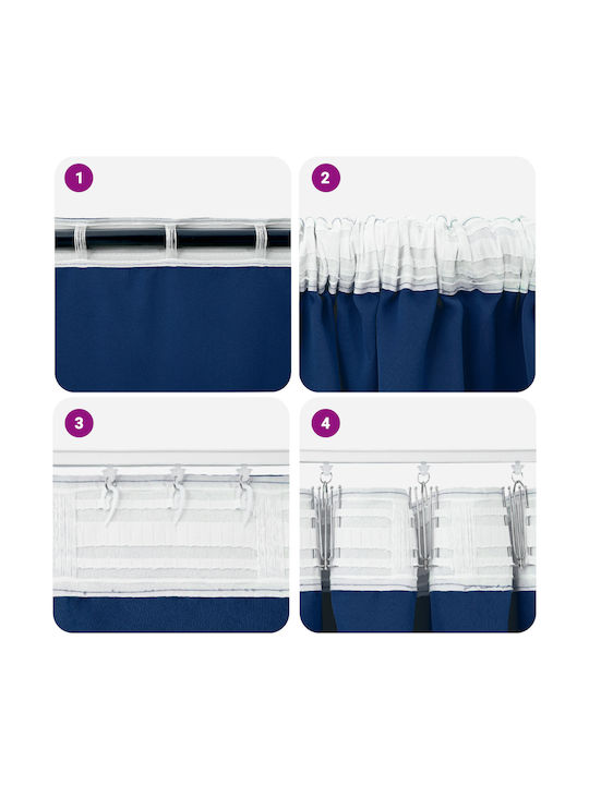 vidaXL Set Curtains with Tunnel Blue 140x260cm