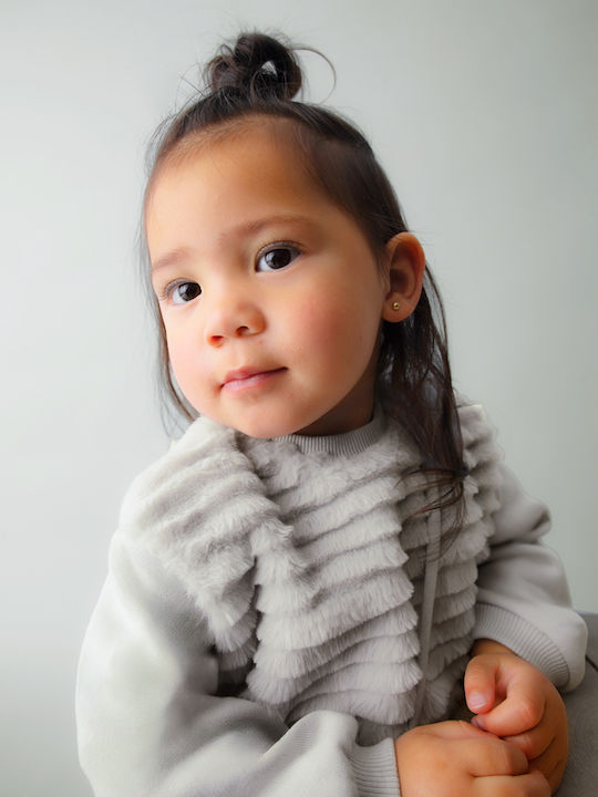 Mädchenkleid Langärmelig Kinderbekleidungssets mit Mantel und Zubehör Hellblau